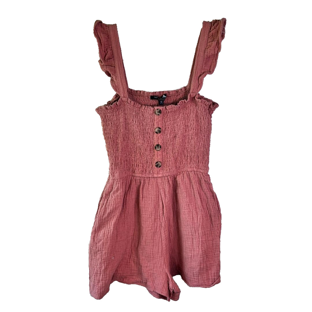 One Clothing Muted Pink Smocked Shorts Romper with pockets Size M